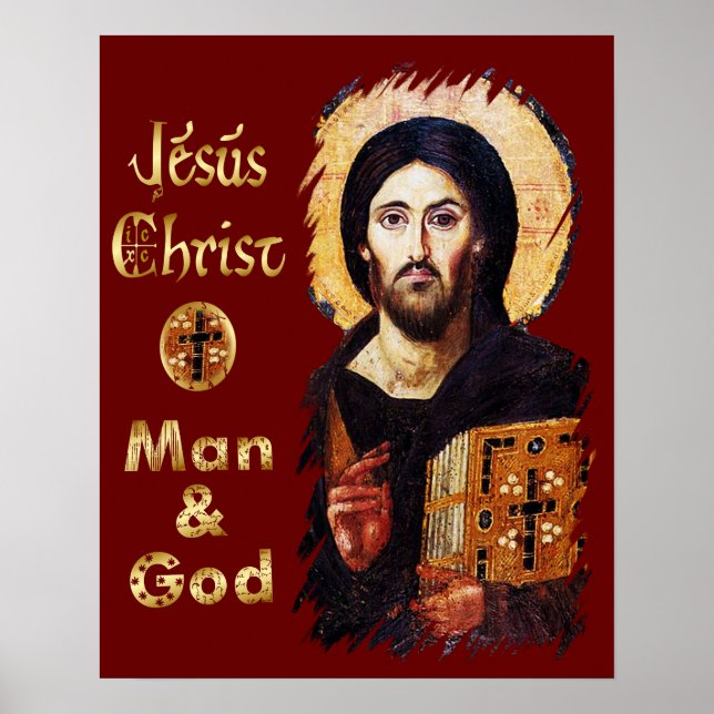 Poster Jésus Christ Pantocrate Homme & Dieu Catholique (Devant)