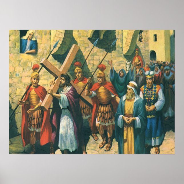 Poster Jésus Christ Portant la Croix à sa Crucifixion (Devant)