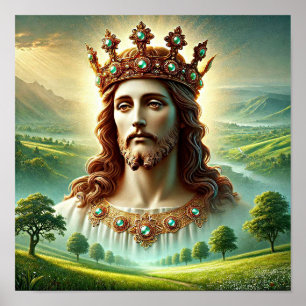 Poster Jésus Christ portant les rois Couronne Paysage Art