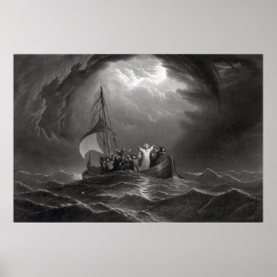 Poster Jésus-Christ stille la tempête