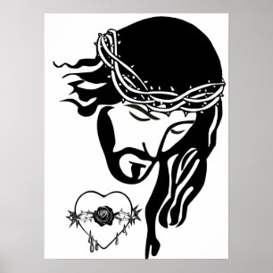 Poster Jésus Christ Thorns Bleeding Heart Art