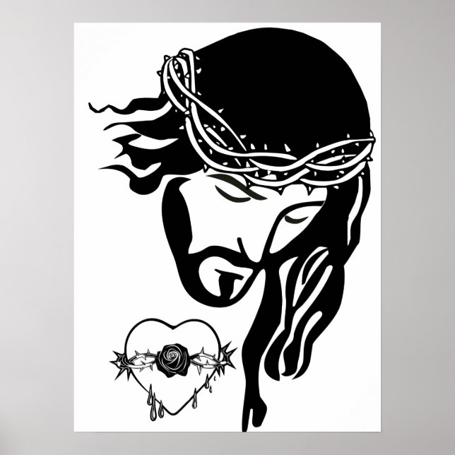 Poster Jésus Christ Thorns Bleeding Heart Art (Devant)