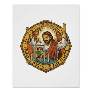 Poster Jésus Colère Curl Biceps Rack Gym Agacement H