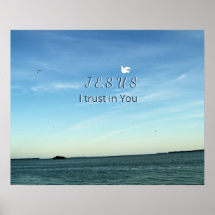 Poster Jésus & Colombe dans une Scène de Ciel Tranquille