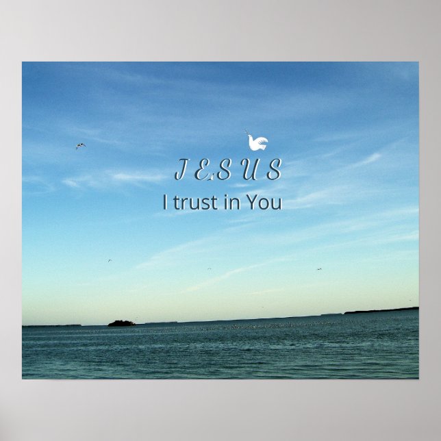 Poster Jésus & Colombe dans une Scène de Ciel Tranquille (Devant)