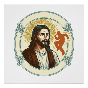 Poster Jésus confus tendance virale de danse silhouette v