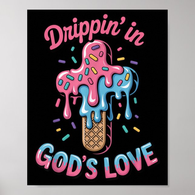 Poster Jésus Cross Dieux Aimer Enfants Christian Ice Crea (Devant)