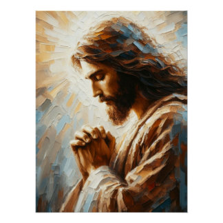 Poster Jésus dans la prière Style acrylique Art