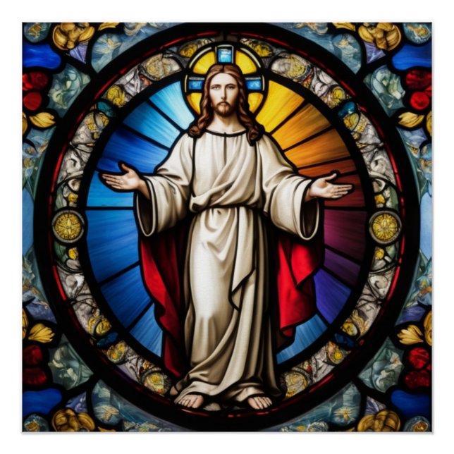 Poster Jésus en vitrail (Devant)