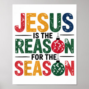 Poster Jésus Est La Raison De La Saison Chrétien Noël