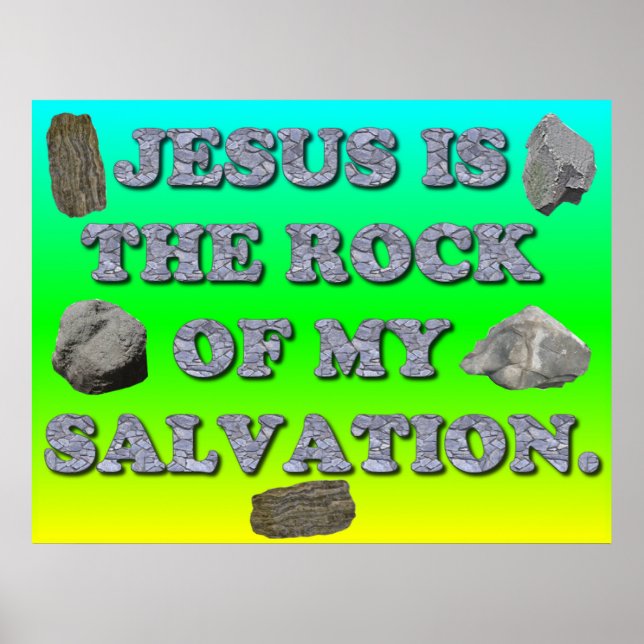 Poster Jésus Est Le Rocher De Mon Salut. (Devant)