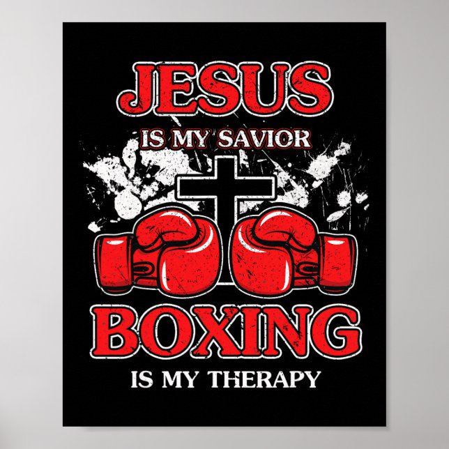 Poster Jésus Est Mon Sauveur La Boxe Est Ma Thérapie (Devant)