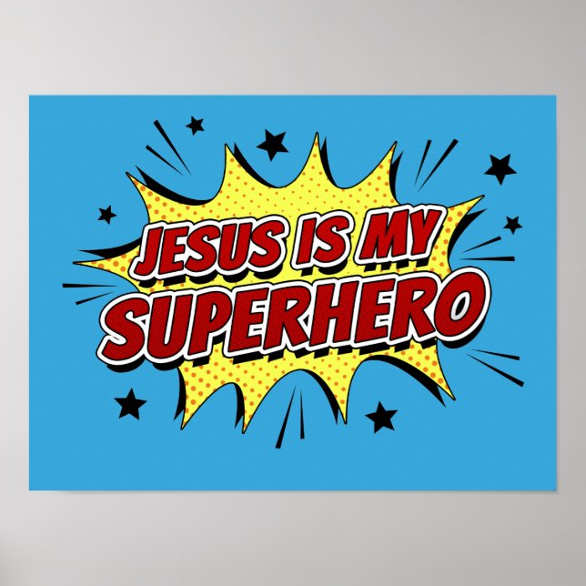 Poster Jésus est mon super-héros Enfants et Foi chrétienn (Devant)