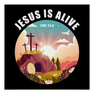 Poster Jésus est vivant Résurrection Foi chrétienne Pâque