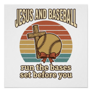 Poster Jésus et Baseball Vintage Chemise Chrétienne