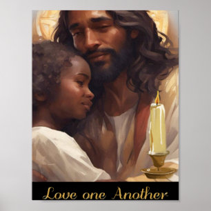 Poster Jésus et enfant chrétien Poser
