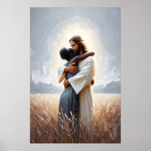 Poster Jésus et femme noire Christ femme Jésus peinture 