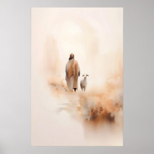 Poster Jésus et la brebis perdue Parabole biblique à l'aq