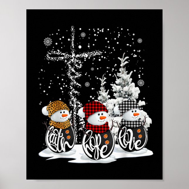 Poster Jesus Faith Hope Love Snowman Drôle Noël Pour Chri (Devant)