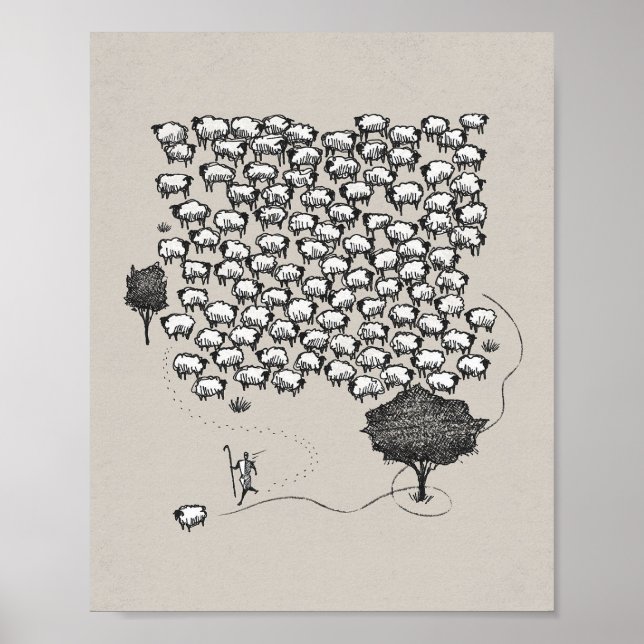 Poster Jésus Feuille les 99 - Le Bon Pasteur (Devant)