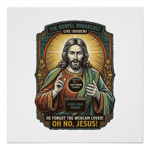 Poster Jésus Fond d'écran noir Couverture de webcam virtu