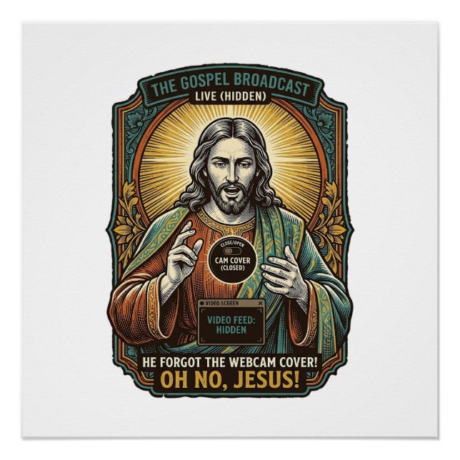 Poster Jésus Fond d'écran noir Couverture de webcam virtu (Devant)