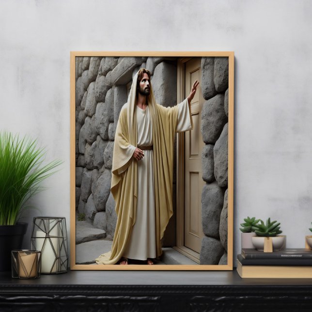 Poster Jésus frappe sur la porte antique (Créateur téléchargé)