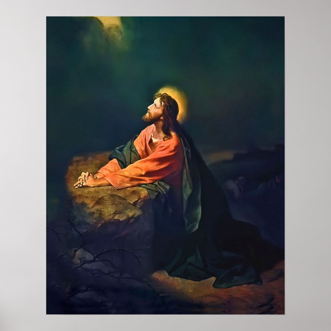 Poster Jesus Gethsemane Agonie Jardin Mont Olives Hofman (Devant)