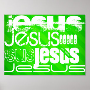 Poster Jésus ; Grandes vertes néon