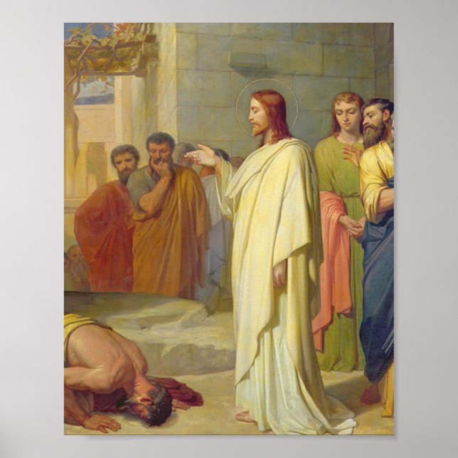 Poster Jésus guérit Le Leper 1864 Jean Marie Melchior (Devant)