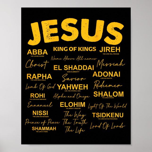 Poster Jesus Is King Names Of God Hebrew Jesus Christian  (Devant)
