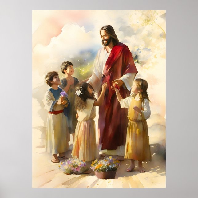 Poster Jésus Joue Avec Les Enfants (Devant)