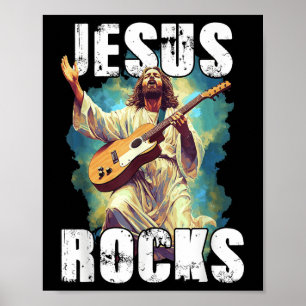 Poster Jésus joue de la guitare - Drôle de roche chrétien