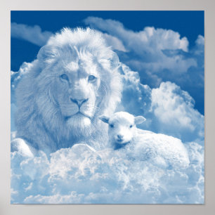 POSTER JÉSUS L'AGNEAU ET JÉSUS LE LION
