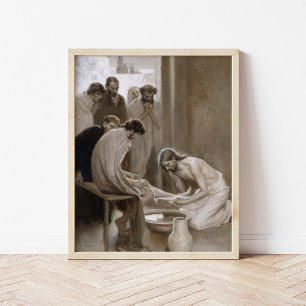 Poster Jésus Lave les pieds des disciples   Albert Edelfe