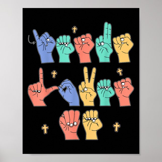 Poster Jesus Loves Me Asl Christian Jesus Toddler You Sig (Devant)