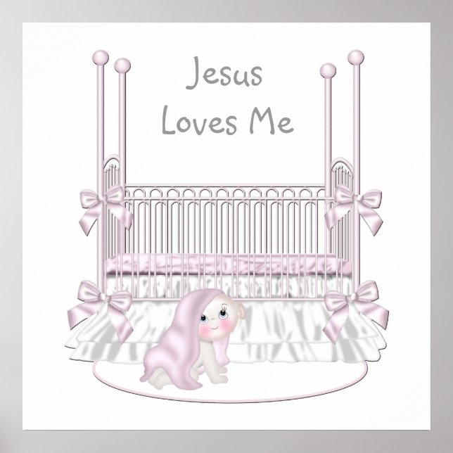 Poster Jesus Loves Me Baby Nursery Décor Mur 25x25 (Devant)