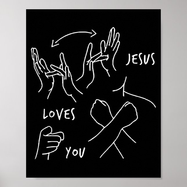 Poster Jesus Loves You Asl Sign Language Christian  (Devant)
