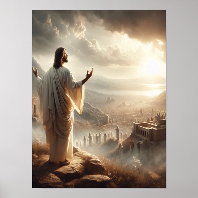 Poster Jésus Lumière éternelle brille la porte du Ciel (Devant)