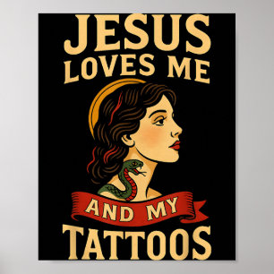 Poster Jésus m'aime et mes tatouages _3