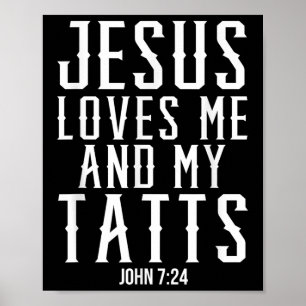 Poster Jésus M'Aime Et Mes Tatts Drôle Tatouage Chrétien