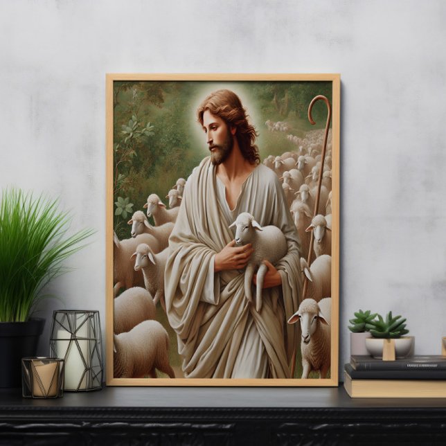 Poster Jésus Marchant Avec Ses Agneaux (Créateur téléchargé)