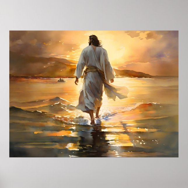 Poster Jésus Marchant Sur L'Eau (Devant)