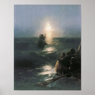 Poster Jésus marchant sur l'eau, Ivan Aivazovsky Peinture