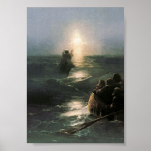 Poster Jésus marchant sur les mers tempétueuses