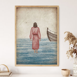 Poster Jésus marche sur l'eau _Art mural des Écritures, B