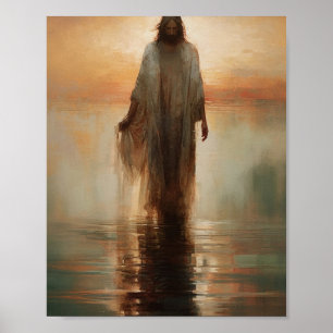 Poster Jésus marche sur l'eau - Bible Verse Digital Print