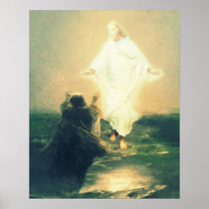 Poster Jésus marche sur l'eau Miracle & St Peter