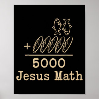 Poster Jésus Math 2 Poissons 5 pains nourrit les 5000 Bib