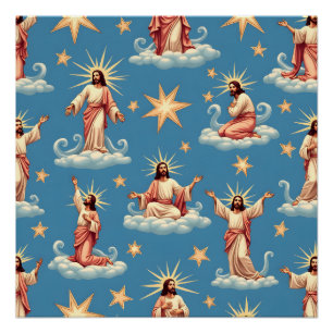 Poster Jésus Motif sans Seamless Religion Cadeau Christia